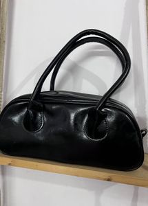 Chic Black Faux Leather Hobo Bag