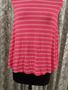 Pink Striped Sleeveless Top