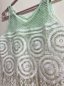 Never Worn White And Green Beach Top For Women🏝️