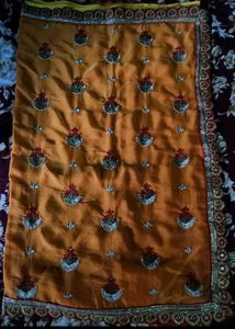 Beautiful Orange Embroidered Saree