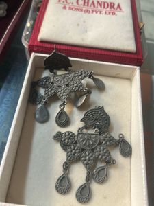 black polished Oxidized Silver Peacock Necklace