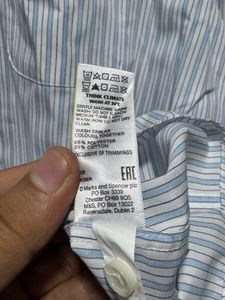 Marks &amp; Spencer White Blue Formal Striped Shirt
