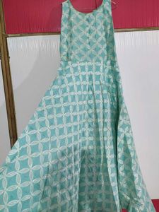 Beautiful Teal Ethnic Gown and also has it's pant