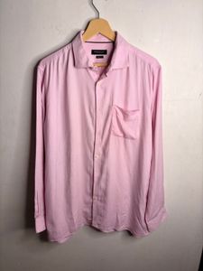 Men's Pink Long Sleeve Button-Up Shirt