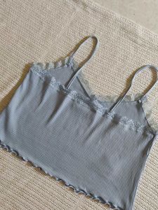 primark Cute Blue Ribbed Cami Top