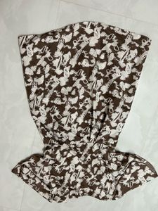 A White Brown Printed Dress With XXl Once Use