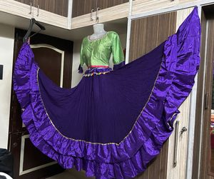 Vibrant Green &amp; Purple Lehenga Choli Set