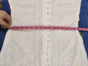 White Cotton Chikankari Kurta For Women