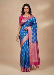 Blue & Pink Silk Saree