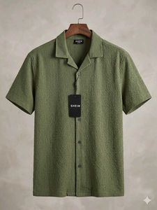 Men's Green Textured Shirt