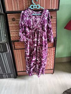 Purple Floral Print Kurti