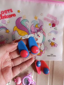 🎀Cute Hair Clips Set with Unicorn pouch🎀