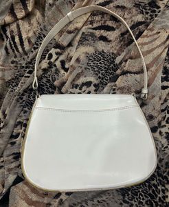 Vintage Prada White Cleo Flap Shoulder Bag