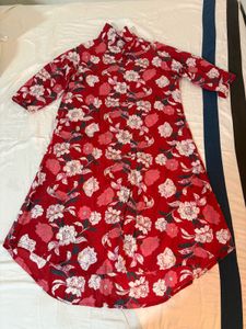 Red Floral Print Blouse