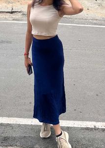 Flowy Blue Maxi Skirt for height 5'9