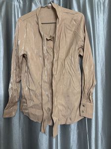 Chic Metallic Long Sleeve Blouse