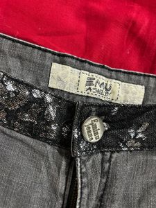 Stylish Grey Denim Shorts with Sequins