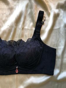 Black Lace Bra with Charm