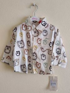 Cute Hedgehog Print Button-Up Shirt