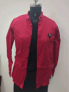 Red Long Sleeve shirt with black sweater