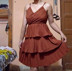 Chic Rusty Orange Tiered Dress