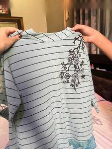 Striped Tunic with Floral Embroidery