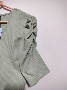 Sage Green Puff Sleeve Top