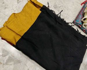 Elegant Black Saree with Golden Border