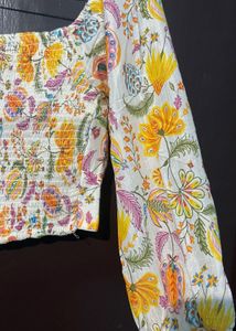 Floral Print Square Neck Top
