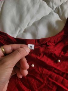 Red Pearl Embellished Top
