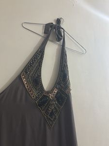 Price Drop pretty halter grey colour dress