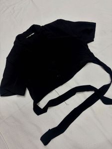 Chic Black Cropped Blazer Top