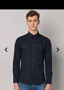 Classic Navy Polka Dot Button-Up Shirt