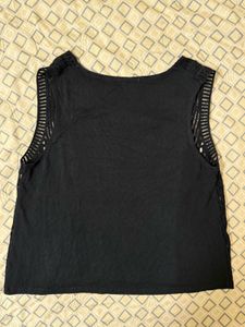 Black Crochet Knit Sleeveless Top