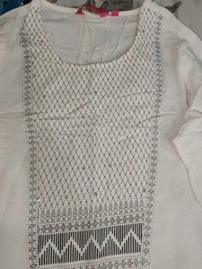 White Kurta with Geometric Print
