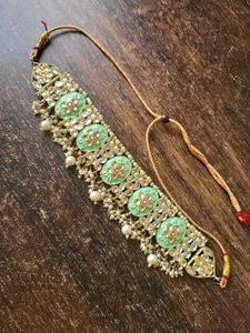Elegant Mint &amp; Gold Choker Necklace