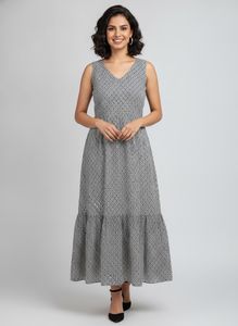 Chic Black & White Patterned Dress
