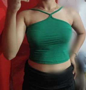 Green Halter Neck Crop Top