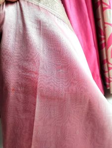 🌙Elegant Lilac Saree with Gold Border+ Blouse 🌙