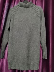 Charcoal Grey High Neck Sweater Dress