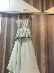 Blue Peplum Top with Sharara Suit