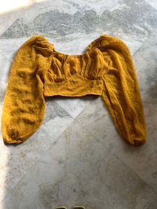 Mustard Sheer Crop Top