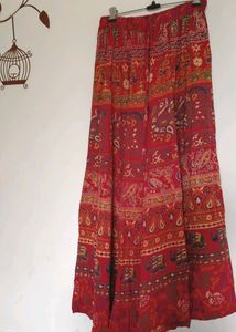 Bohemian Red Elephant Print Maxi Skirt