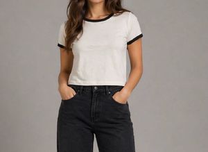 Cream Ringer Tee with Black Trim