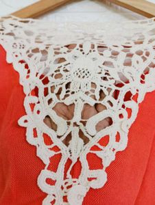 Orange Top with Lace Back Detail