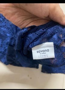 SAVANA y2k Stylish Blue Lace Crop Jacket