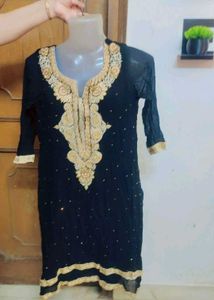 Embroidered Black Plazo Suit