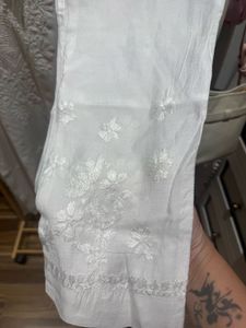 Elegant White Embroidered Modal Kurta Set