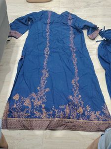 Blue Kurta Set with Golden print work