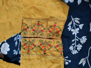 Orange embroidered  pants